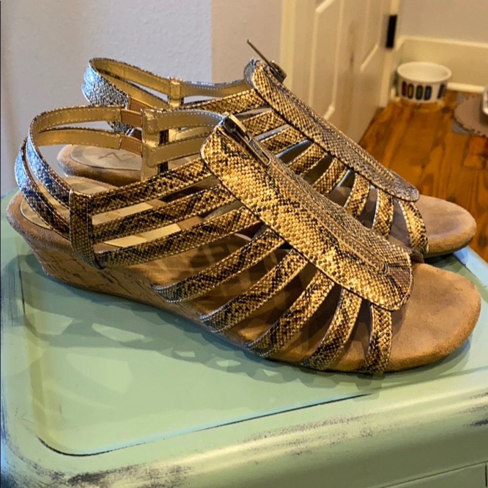 Aerosoles A2 Yetaway Snake Skin Wedge Sandal